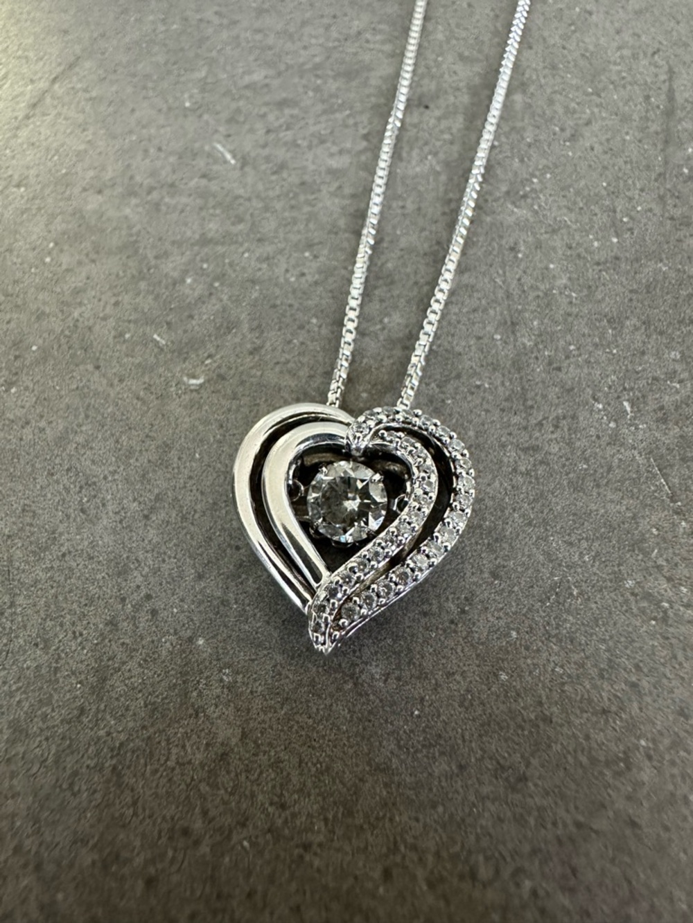 Sterling Silver Heart Pendant Necklace with Round CZ Crystal Accents